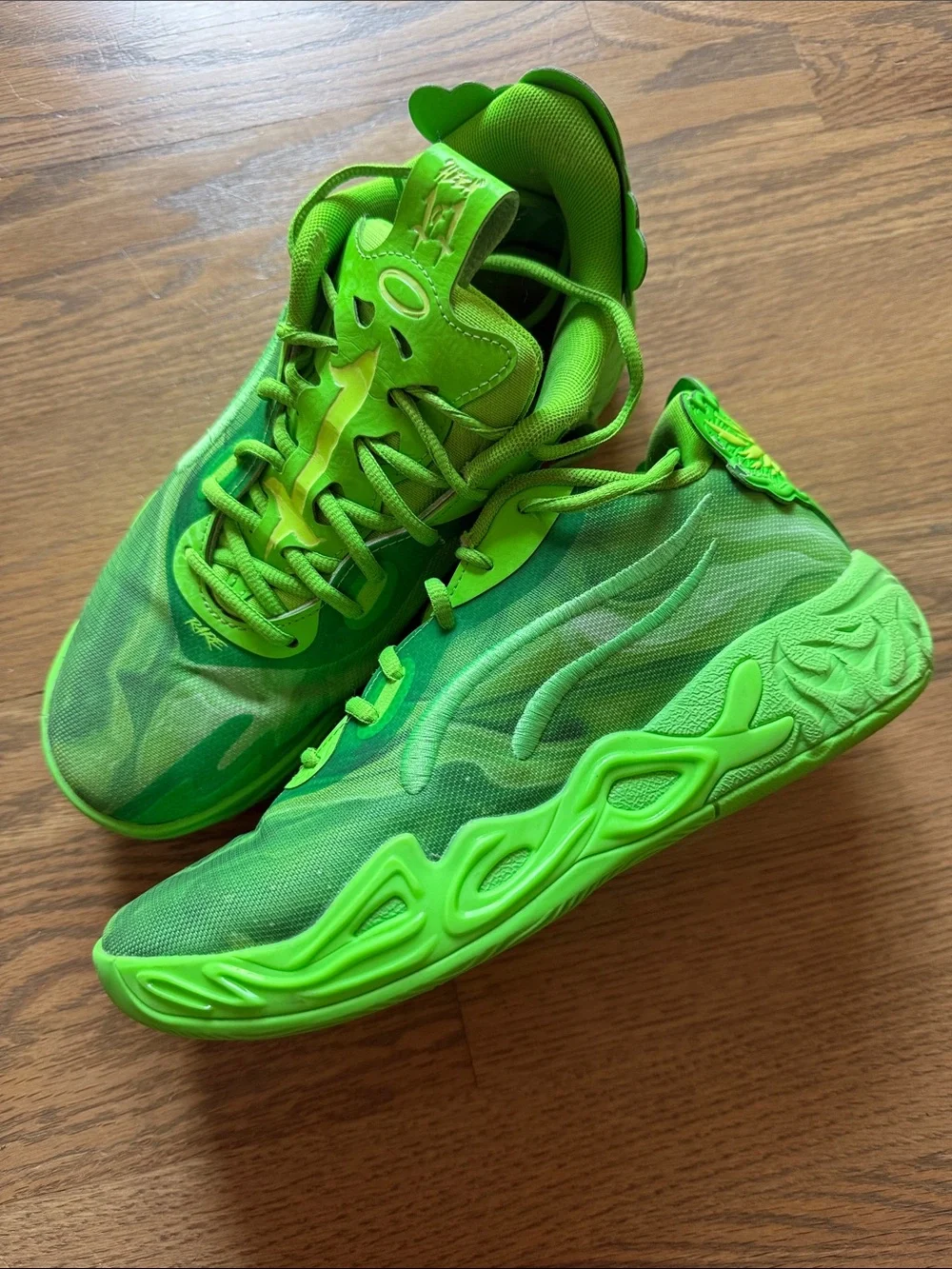 Puma x LaMelo Ball Kids' Neon Green Basketball Athletic Sneakers